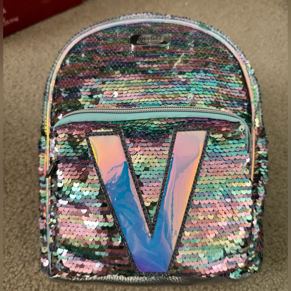 New JUSTICE Mini Iridescent Sequined Backpack